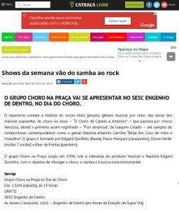 Sesc Engenho de Dentro Choro na Praça Dia do Choro