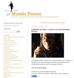 Casa Fernando Pessoa -I Dia do Choro em Portugal 2014 - Câmara Municipal de Lisboa - Palestra e show do flautista Edgard Gordilho e músicos convidados